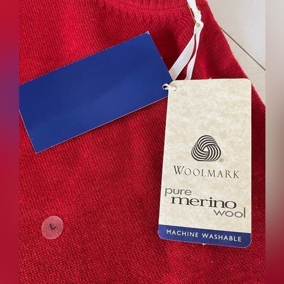 TABI  Red Virgin Wool Mock Neck Top Sleeveless Pullover Sweater Shell Sz L - Picture 7 of 14